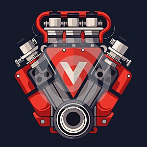 Vector Illustration of a V8 Engine
