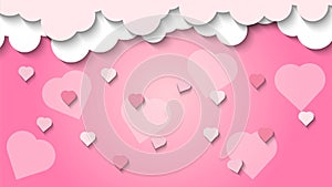 vector illustration of valentine's day background template, rainy love papercut wallpaper