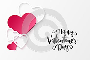 Vector illustration of valentine`s day greetings card template with hand lettering label - happy valentine`s day - with