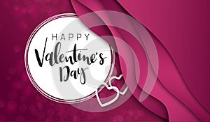 Vector illustration of valentine`s day promotion banner template with hand lettering label - valentine`s day - with