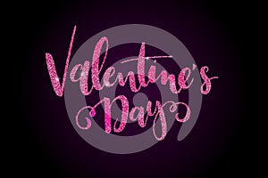 Vector illustration of valentine`s day promotion banner template with hand lettering label - valentine`s day - with