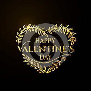 Vector illustration of valentines day golden greeting card