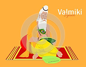 Vector Illustration of Valmiki Jayanti, A mythological peot of Ramayana. banner or poster photo