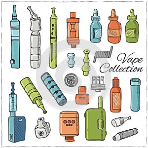 Vector illustration of vape icons.