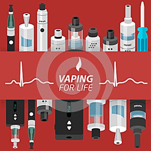 Vector illustration of vaping atomizer electronic cigarette