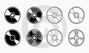 Vector Illustration of Various CD or DVD Icon Styles
