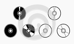 Vector Illustration of Various CD or DVD Icon Styles