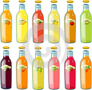 Vector illustration of various kinds of fruit fuices and nectars photo