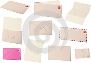Vector illustration of various letters and postcards