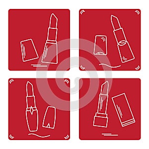Vector illustration with various tubes of lipstick.