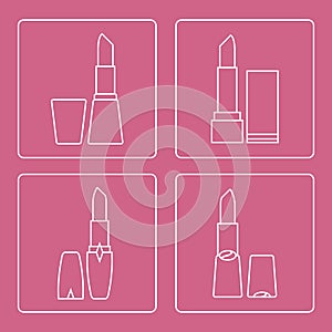 Vector illustration with various tubes of lipstick.