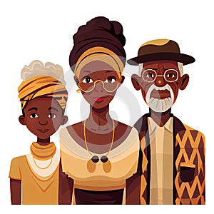 vector illustration of vector illustration of family prounly celebrate Black history month isolate on white background