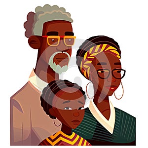 vector illustration of vector illustration of family prounly celebrate Black history month isolate on white background