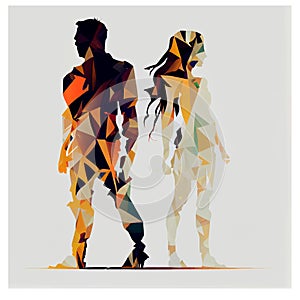 vector illustration of vector illustration of woman and man prounly celebrate Black history month isolate on white