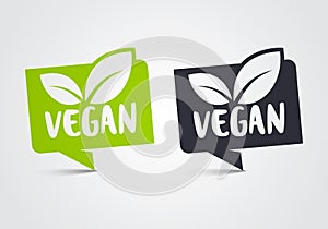 Vector Illustration Vegan Icon Set. Green Leaf Bio And Ecology, Organic Logo Label Tag