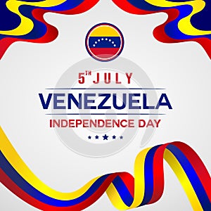 Vector Illustration of Venezuelan Independence Day. with Ribbon and Flag photo
