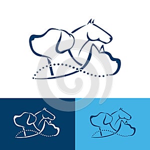 Vector illustration. veterinary logo. cat, dog, horse. template for example a company logo help animals pet