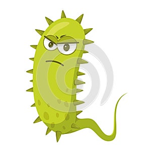 Vector illustration of a Vibrio Cholerae bacteria in cartoon style isolated on white background