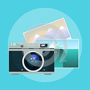 Vector illustration of vintage camera and pix.