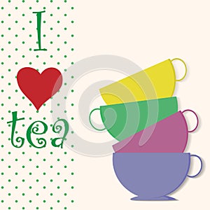 Vector illustration vintage card with cup of tea