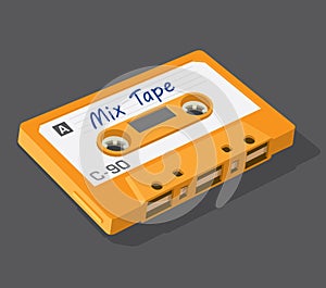 Vector Illustration of vintage cassette tape used to make mix tape.