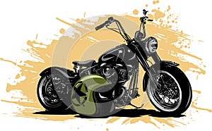 vector illustration Vintage Chopper Motorcycle Poster with helme