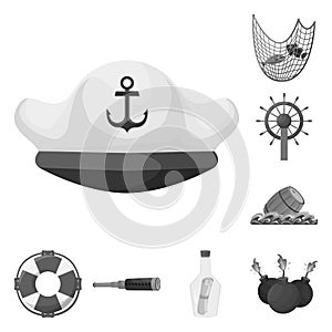 Vector illustration of vintage and nautical sign. Collection of vintage and attributes vector icon for stock.