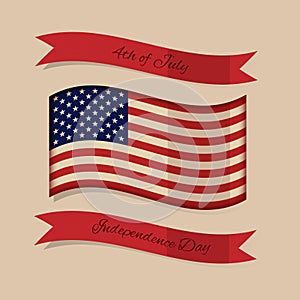 Vector illustration in vintage style U.S. Independence Day