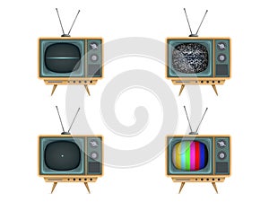 Vector illustration of vintage tv set, television.
