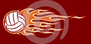 Vector illustration of volleyball ball with hot rod flame