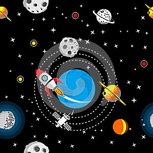 abstract background with space and rocket