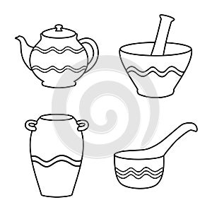 Vector illustration of ware and tableware symbol. Set of ware and clayware stock symbol for web.