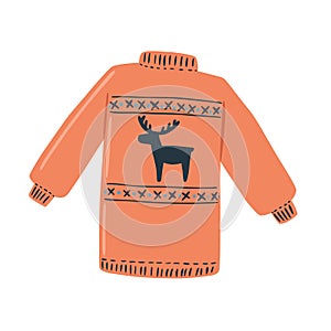 Vector illustration: warm sweater in hand drow hygge style