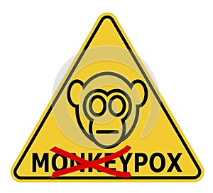 Vector illustration of warning sign against monkeypox virus renamed to mpox with crossed part of the word photo