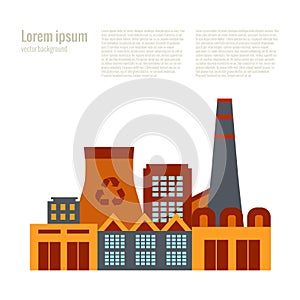 Vector illustration waste recycling plant in flat style.