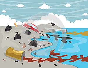 Vector Illustration Of Water Pollution