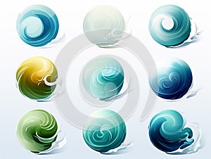 vector illustration of water wave set