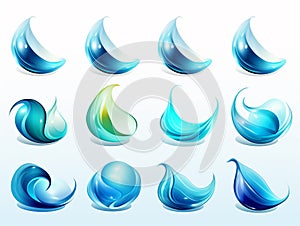 vector illustration of water wave set