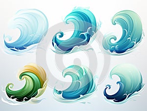 vector illustration of water wave set