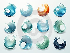 vector illustration of water wave set