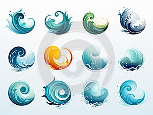 vector illustration of water wave set