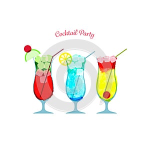 Vector illustration of watercolor cocktail party poster template