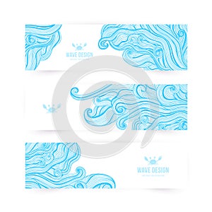 Vector illustration, wave banners with ocean waves can be used as a greeting card.