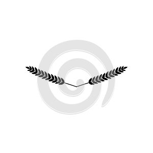 Vector illustration of wheat black silhouette wheat, isolated on white background. Wheat wreath