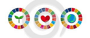 Symbol icons for a bright future inspired by Sustainable Development Goals. photo