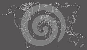 vector illustration of white colored world map with political borders