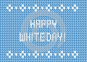 Vector illustration of White Day. Woolen yarn pattern. Greeting card design