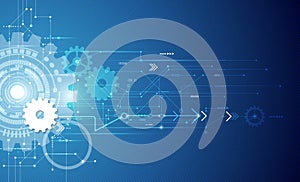 Vector illustration white gear wheel on circuit board