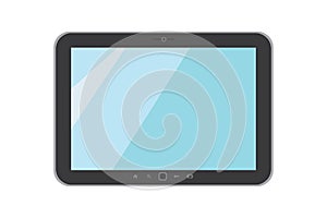 Vector illustration on white isolated background. Black tablet. Flat style