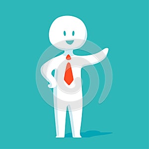 Vector Illustration white man. Happy businessman stand and smile